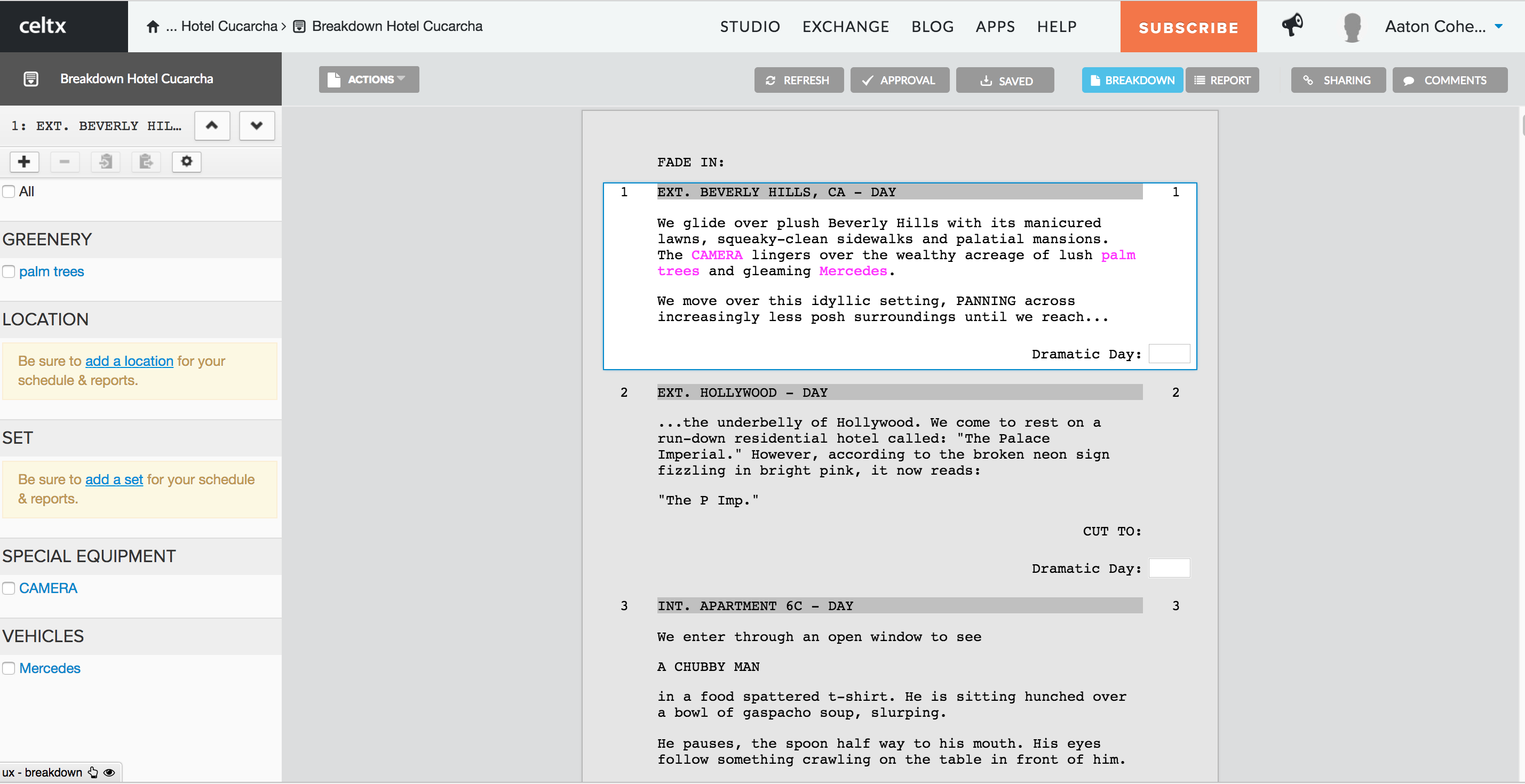 celtx script header celtx script header