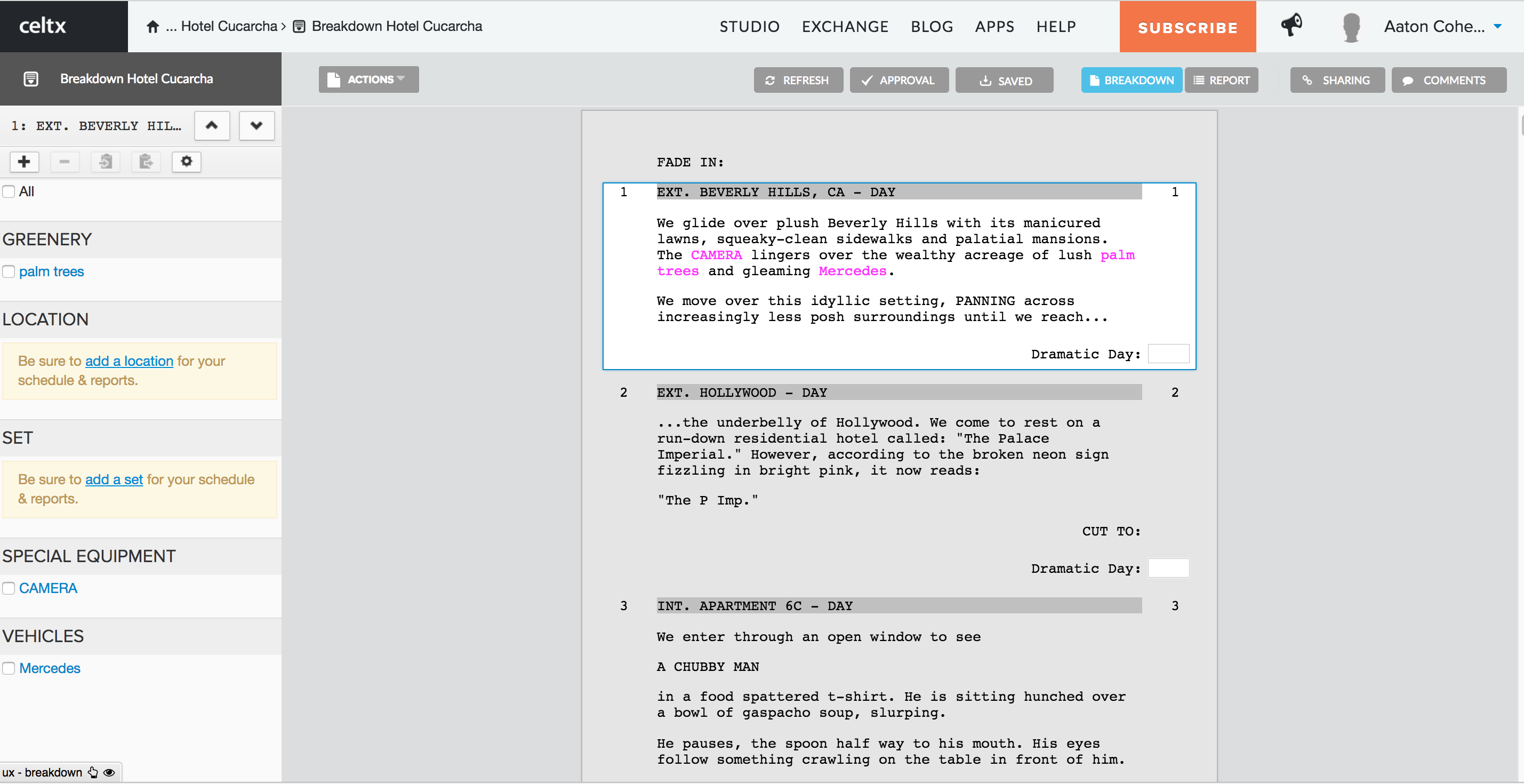 Celtx Breakdown Script