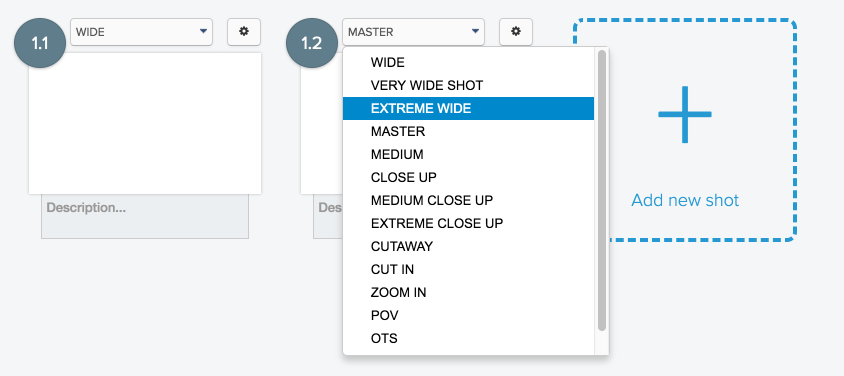 Storyboard in Celtx